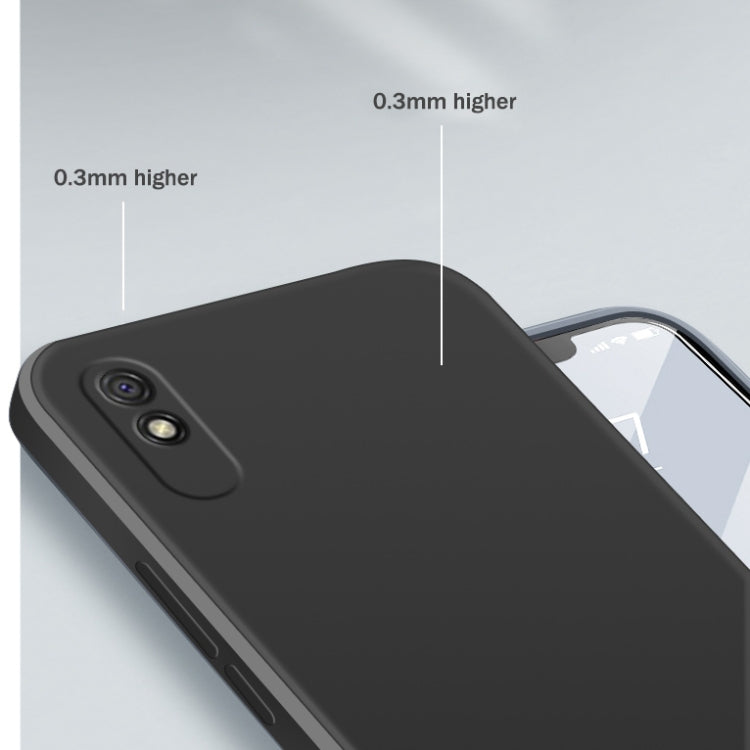 For Xiaomi Redmi 9A Solid Color Imitation Liquid Silicone Straight Edge Dropproof Full Coverage Protective Case(Black) - Xiaomi Cases by buy2fix | Online Shopping UK | buy2fix