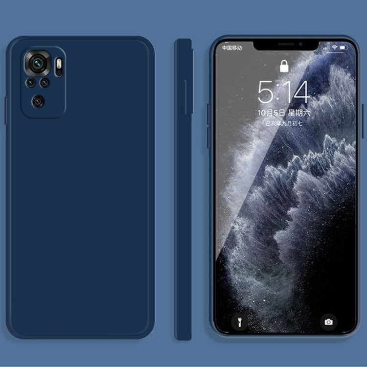 For Xiaomi Redmi Note 10 Solid Color Imitation Liquid Silicone Straight Edge Dropproof Full Coverage Protective Case(Blue) - Xiaomi Cases by buy2fix | Online Shopping UK | buy2fix