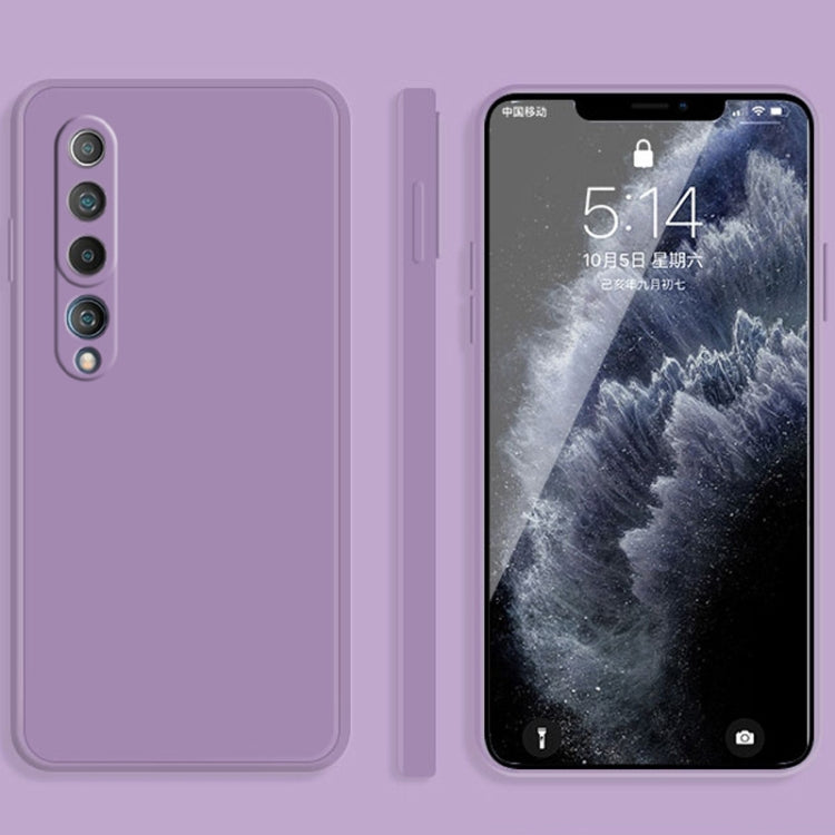 For Xiaomi Mi 10 Solid Color Imitation Liquid Silicone Straight Edge Dropproof Full Coverage Protective Case(Purple) - Xiaomi Cases by buy2fix | Online Shopping UK | buy2fix