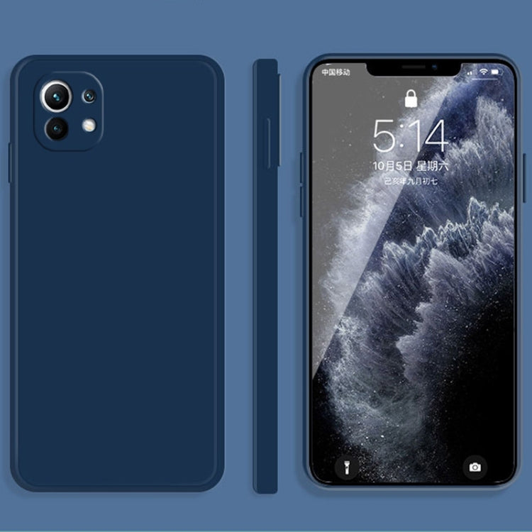 For Xiaomi Mi 11 Solid Color Imitation Liquid Silicone Straight Edge Dropproof Full Coverage Protective Case(Blue) - Xiaomi Cases by buy2fix | Online Shopping UK | buy2fix