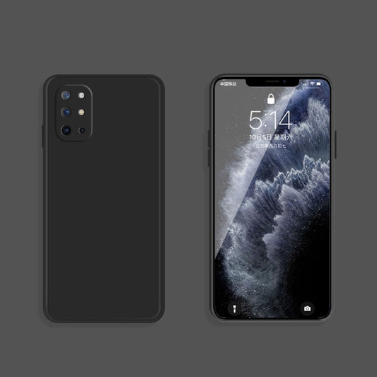 For OnePlus 8T Solid Color Imitation Liquid Silicone Straight Edge Dropproof Full Coverage Protective Case(Black) by buy2fix