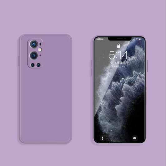 For OnePlus 9 Pro Solid Color Imitation Liquid Silicone Straight Edge Dropproof Full Coverage Protective Case(Purple) by buy2fix