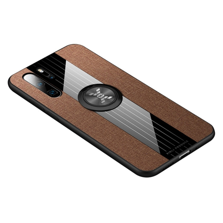 For Huawei P30 Pro XINLI Stitching Cloth Textue Shockproof TPU Protective Case with Ring Holder(Brown) - Huawei Cases by XINLI | Online Shopping UK | buy2fix