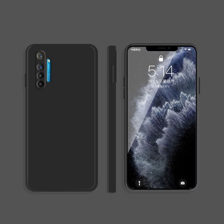 For OPPO Realme X2 / K5 Solid Color Imitation Liquid Silicone Straight Edge Dropproof Full Coverage Protective Case(Black) - Realme Cases by buy2fix | Online Shopping UK | buy2fix