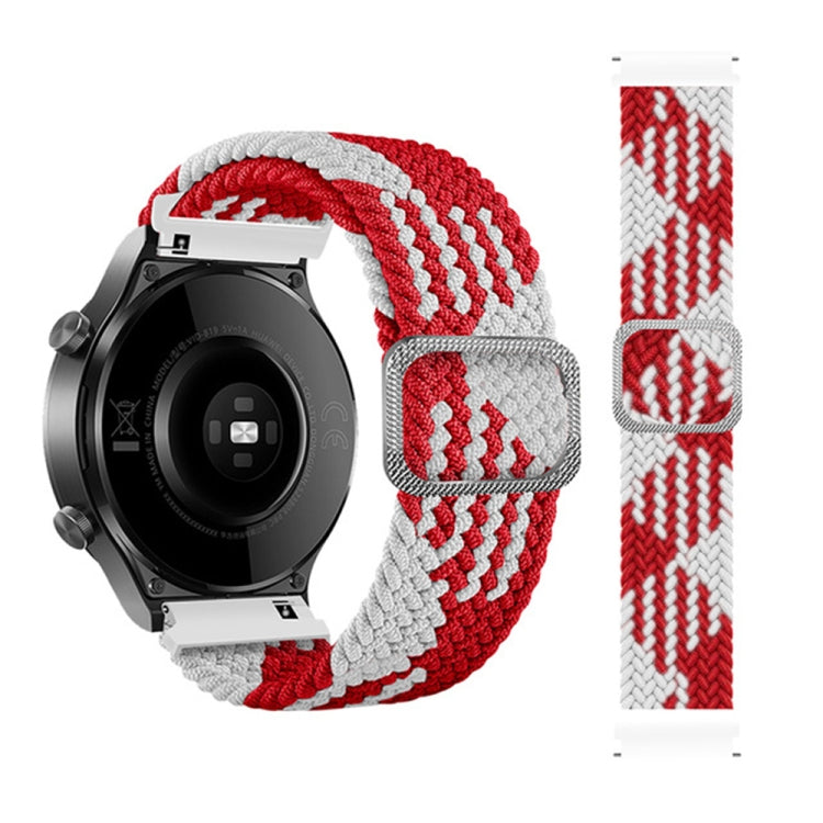 22mm Universal Adjustable Nylon Braided Elasticity Watch Band(Red White) - 22mm Bands by buy2fix | Online Shopping UK | buy2fix