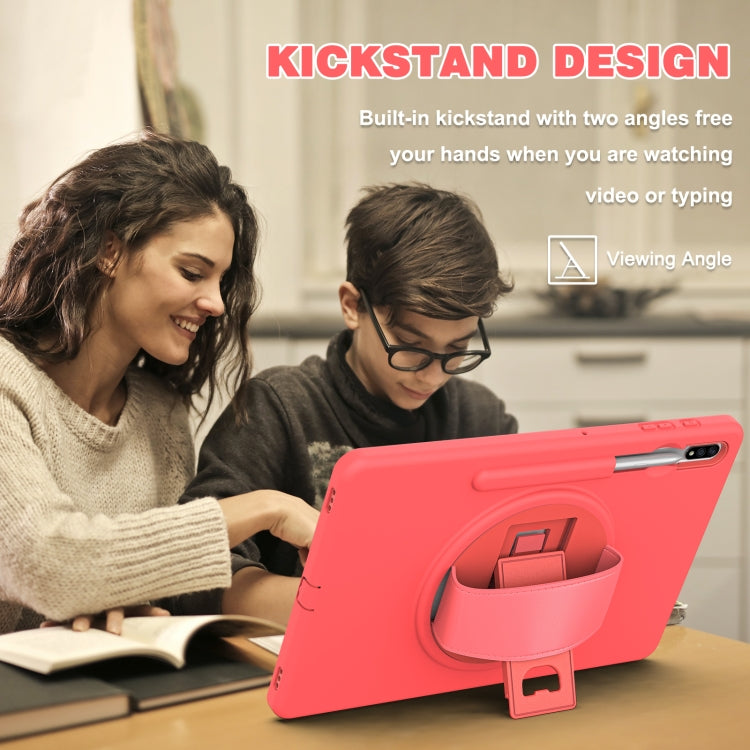 For Samsung Galaxy Tab S8+ / Tab S8 Plus / Tab S7 FE / Tab S7+ SM-T970 360 Degree Rotation PC + TPU Protective Case with Holder & Hand-strap & Pen Slot(Pink) by buy2fix