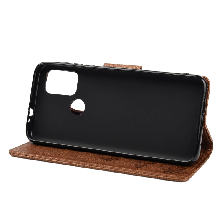 For Motorola Moto G30 Butterflies Embossing Horizontal Flip Leather Case with Holder & Card Slots & Wallet(Brown) - Motorola Cases by buy2fix | Online Shopping UK | buy2fix