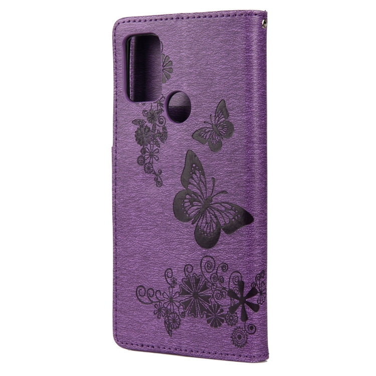For Motorola Moto G30 Butterflies Embossing Horizontal Flip Leather Case with Holder & Card Slots & Wallet(Purple) - Motorola Cases by buy2fix | Online Shopping UK | buy2fix