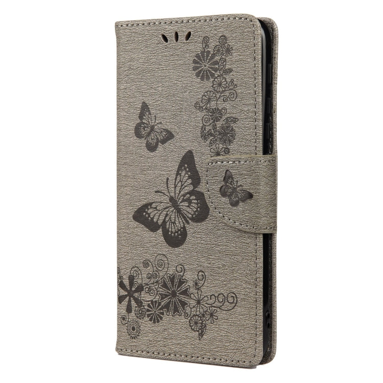 For Motorola Moto G30 Butterflies Embossing Horizontal Flip Leather Case with Holder & Card Slots & Wallet(Grey) - Motorola Cases by buy2fix | Online Shopping UK | buy2fix