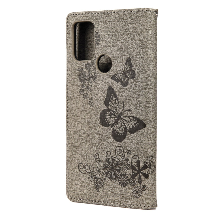 For Motorola Moto G30 Butterflies Embossing Horizontal Flip Leather Case with Holder & Card Slots & Wallet(Grey) - Motorola Cases by buy2fix | Online Shopping UK | buy2fix