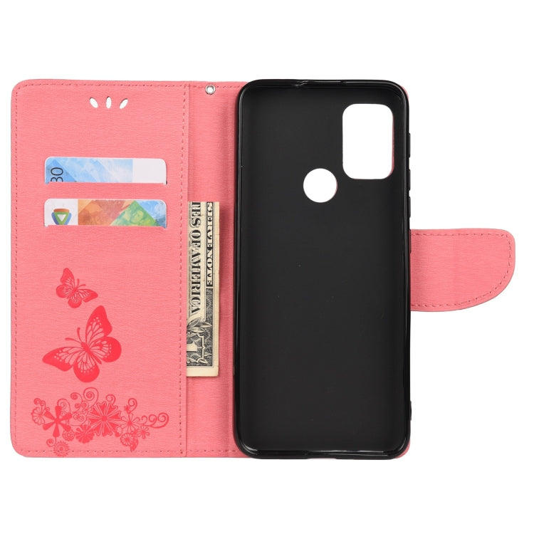 For Motorola Moto G30 Butterflies Embossing Horizontal Flip Leather Case with Holder & Card Slots & Wallet(Pink)) - Motorola Cases by buy2fix | Online Shopping UK | buy2fix