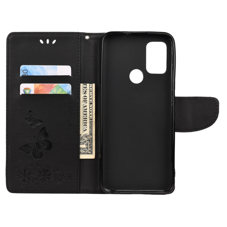 For Motorola Moto G30 Butterflies Embossing Horizontal Flip Leather Case with Holder & Card Slots & Wallet(Black) - Motorola Cases by buy2fix | Online Shopping UK | buy2fix