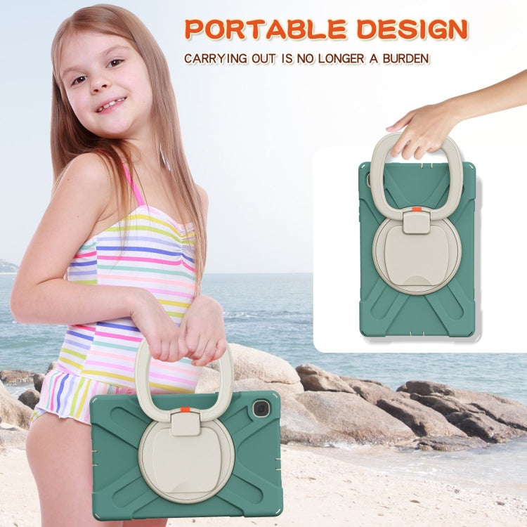 For Samsung Galaxy Tab S6 Lite P610 Silicone + PC Protective Case with Holder & Shoulder Strap(Jade Green) - Tab S6 Lite P610 / P615 by buy2fix | Online Shopping UK | buy2fix