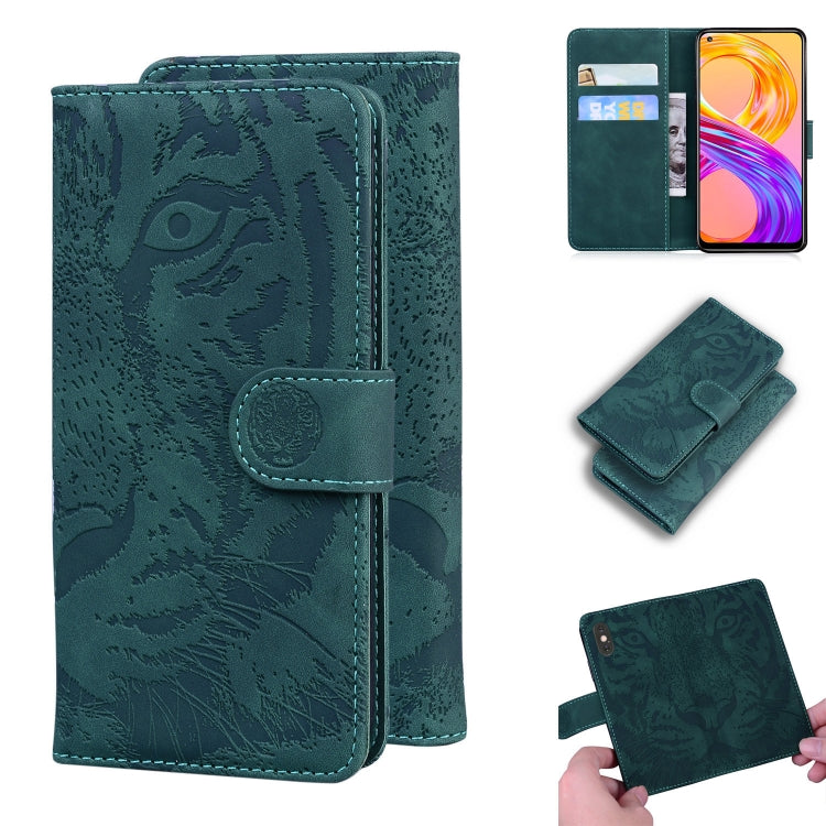 For OPPO Realme 8 / Realme 8 Pro Tiger Embossing Pattern Horizontal Flip Leather Case with Holder & Card Slots & Wallet(Green) - Realme Cases by buy2fix | Online Shopping UK | buy2fix