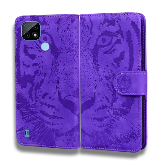 For OPPO Realme C21 Tiger Embossing Pattern Horizontal Flip Leather Case with Holder & Card Slots & Wallet(Purple) by buy2fix