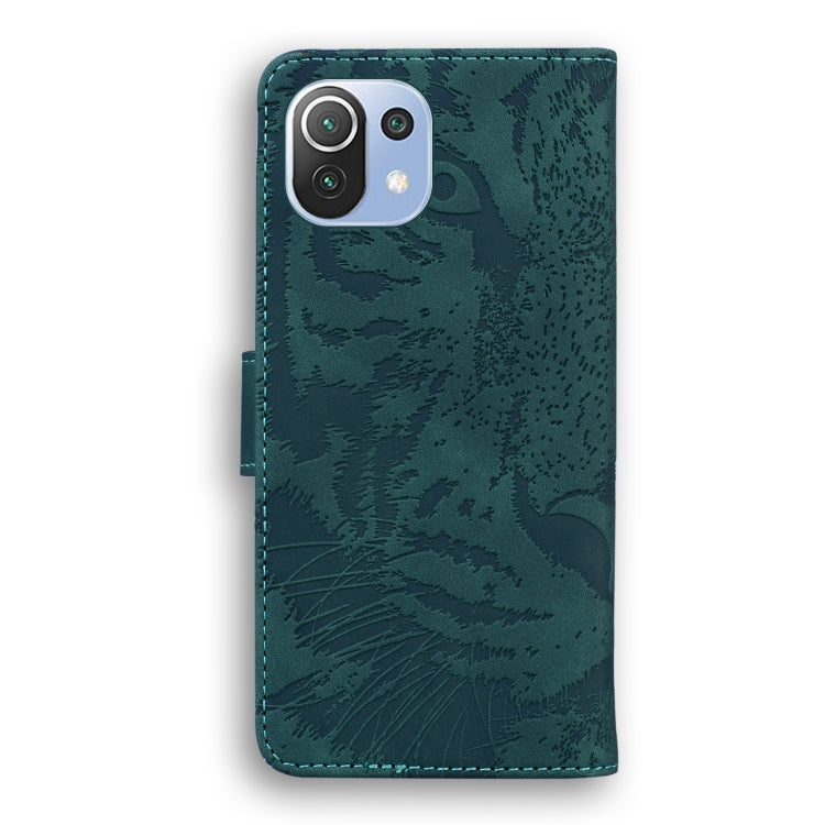 For Xiaomi Mi 11 Lite Tiger Embossing Pattern Horizontal Flip Leather Case with Holder & Card Slots & Wallet(Green) - Xiaomi Cases by buy2fix | Online Shopping UK | buy2fix