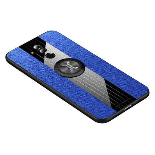For Huawei Mate 20 Lite / Maimang 7 XINLI Stitching Cloth Textue Shockproof TPU Protective Case with Ring Holder(Blue) by XINLI