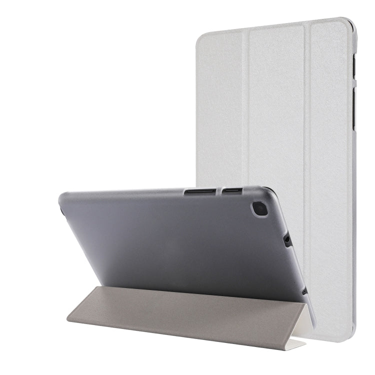Silk Texture Three-fold Horizontal Flip Leather Case with Holder For Samsung Galaxy Tab A7 Lite 8.7 T220 / T225(White) - Tab A7 Lite T220 / T225 by buy2fix | Online Shopping UK | buy2fix