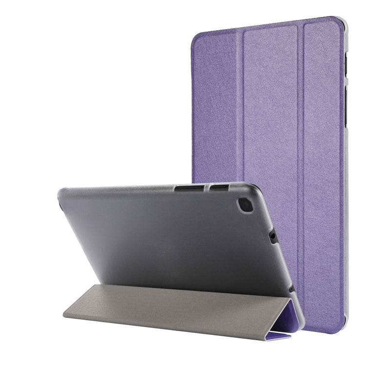 Silk Texture Three-fold Horizontal Flip Leather Case with Holder For Samsung Galaxy Tab A7 Lite 8.7 T220 / T225(Purple) - Tab A7 Lite T220 / T225 by buy2fix | Online Shopping UK | buy2fix