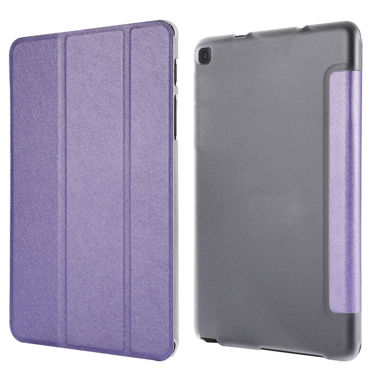 Silk Texture Three-fold Horizontal Flip Leather Case with Holder For Samsung Galaxy Tab A7 Lite 8.7 T220 / T225(Purple) - Tab A7 Lite T220 / T225 by buy2fix | Online Shopping UK | buy2fix