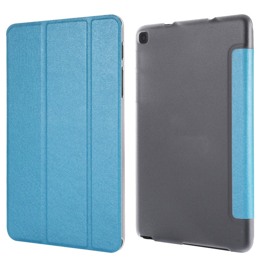Silk Texture Three-fold Horizontal Flip Leather Case with Holder For Samsung Galaxy Tab A7 Lite 8.7 T220 / T225(Sky Blue) by buy2fix