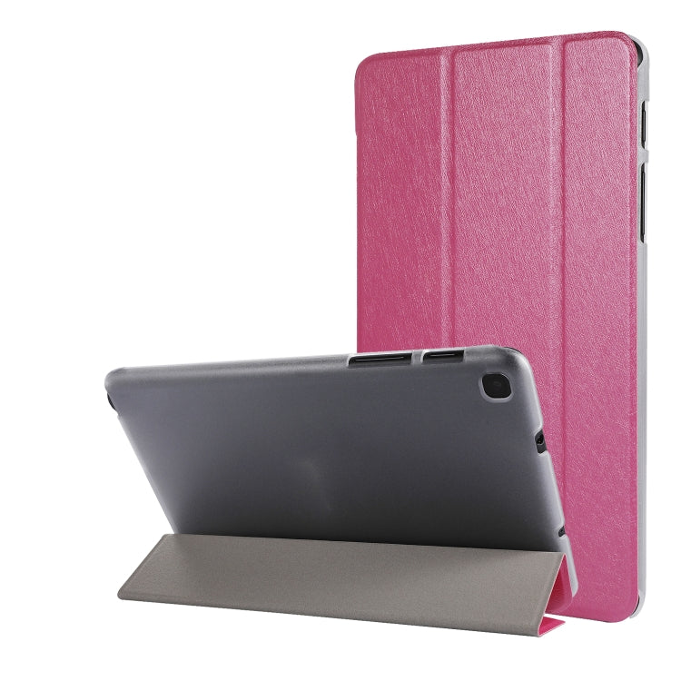 Silk Texture Three-fold Horizontal Flip Leather Case with Holder For Samsung Galaxy Tab A7 Lite 8.7 T220 / T225(Rose Red) - Tab A7 Lite T220 / T225 by buy2fix | Online Shopping UK | buy2fix