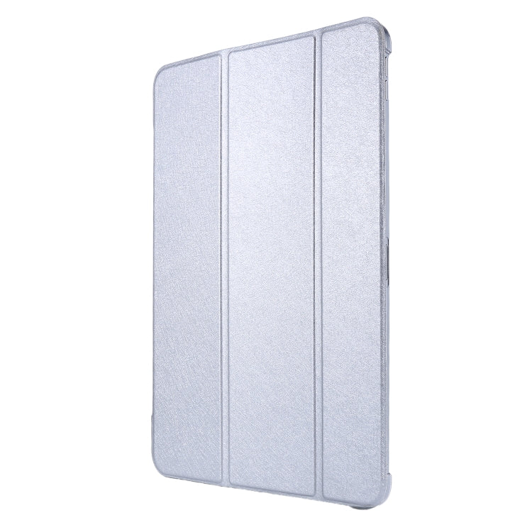 For iPad Air 13 2025 / 2024 / iPad Pro 12.9 2022 / 2021 Silk Texture Three-fold Horizontal Flip Leather Tablet Case with Holder & Pen Slot(Silver) - iPad Pro 12.9 (2022/2021) Cases by buy2fix | Online Shopping UK | buy2fix