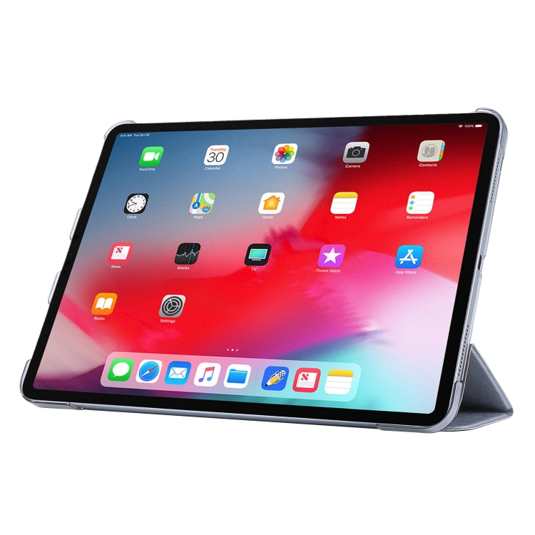 For iPad Air 13 2025 / 2024 / iPad Pro 12.9 2022 / 2021 Silk Texture Three-fold Horizontal Flip Leather Tablet Case with Holder & Pen Slot(Silver) - iPad Pro 12.9 (2022/2021) Cases by buy2fix | Online Shopping UK | buy2fix