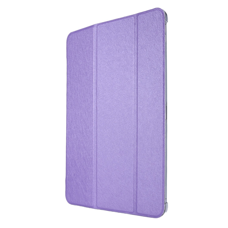For iPad Air 13 2025 / 2024 / iPad Pro 12.9 2022 / 2021 Silk Texture Three-fold Horizontal Flip Leather Tablet Case with Holder & Pen Slot(Purple) - iPad Pro 12.9 (2022/2021) Cases by buy2fix | Online Shopping UK | buy2fix