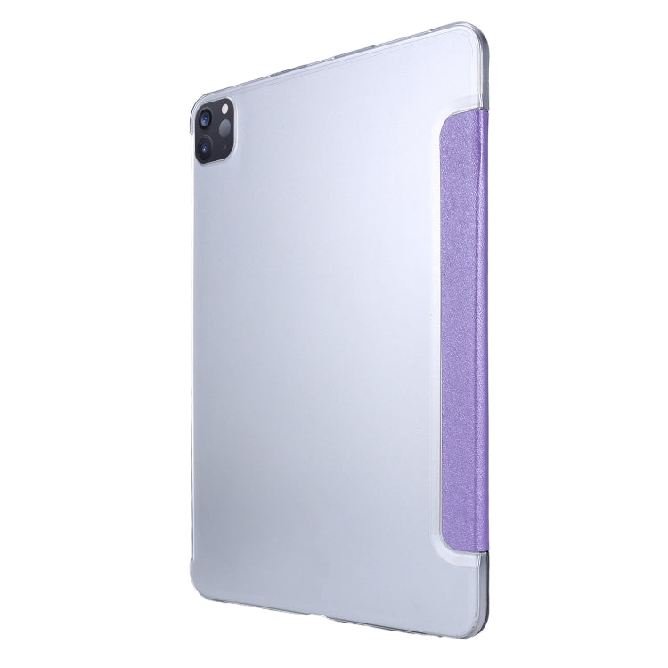 For iPad Air 13 2025 / 2024 / iPad Pro 12.9 2022 / 2021 Silk Texture Three-fold Horizontal Flip Leather Tablet Case with Holder & Pen Slot(Purple) - iPad Pro 12.9 (2022/2021) Cases by buy2fix | Online Shopping UK | buy2fix