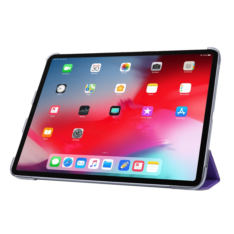 For iPad Air 13 2025 / 2024 / iPad Pro 12.9 2022 / 2021 Silk Texture Three-fold Horizontal Flip Leather Tablet Case with Holder & Pen Slot(Purple) - iPad Pro 12.9 (2022/2021) Cases by buy2fix | Online Shopping UK | buy2fix