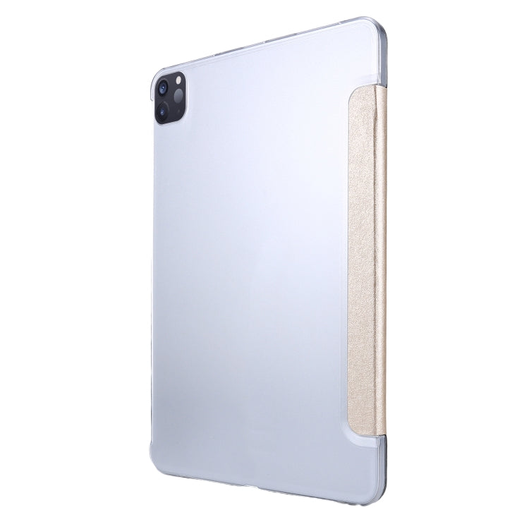 For iPad Air 13 2025 / 2024 / iPad Pro 12.9 2022 / 2021 Silk Texture Three-fold Horizontal Flip Leather Tablet Case with Holder & Pen Slot(Gold) - iPad Pro 12.9 (2022/2021) Cases by buy2fix | Online Shopping UK | buy2fix