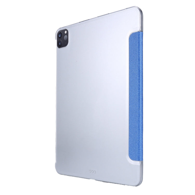 For iPad Air 13 2025 / 2024 / iPad Pro 12.9 2022 / 2021 Silk Texture Three-fold Horizontal Flip Leather Tablet Case with Holder & Pen Slot(Blue) - iPad Pro 12.9 (2022/2021) Cases by buy2fix | Online Shopping UK | buy2fix