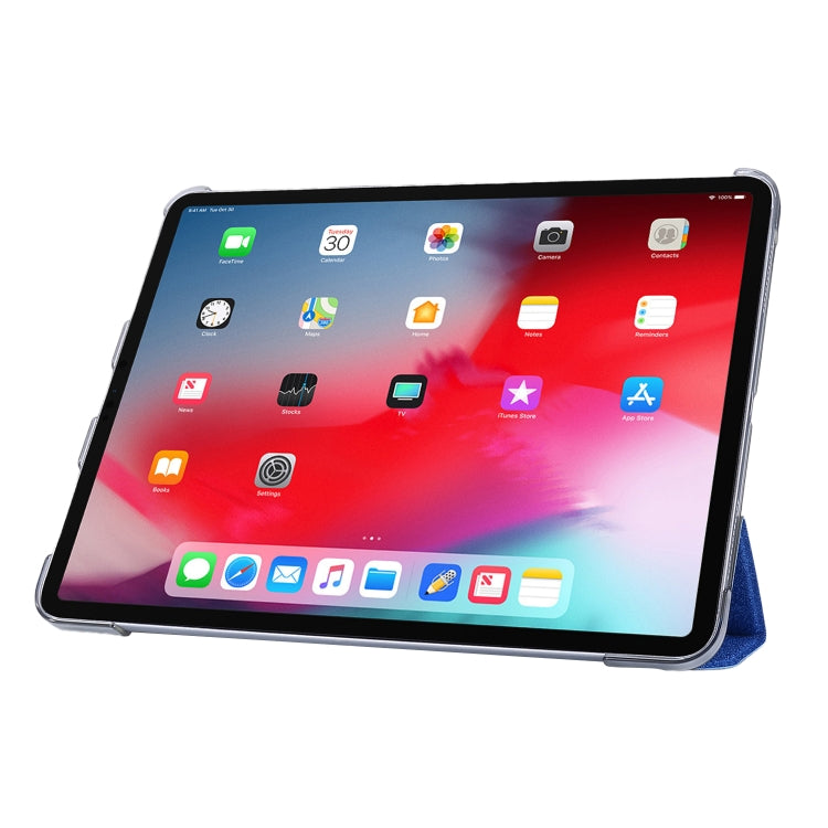 For iPad Air 13 2025 / 2024 / iPad Pro 12.9 2022 / 2021 Silk Texture Three-fold Horizontal Flip Leather Tablet Case with Holder & Pen Slot(Blue) - iPad Pro 12.9 (2022/2021) Cases by buy2fix | Online Shopping UK | buy2fix