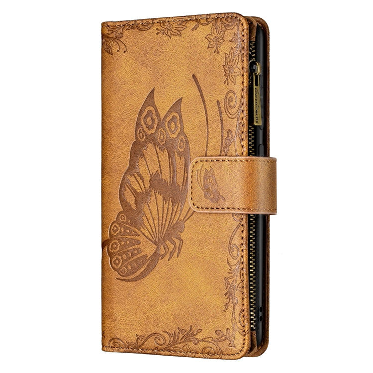 For Xiaomi Redmi 9A Flying Butterfly Embossing Pattern Zipper Horizontal Flip Leather Case with Holder & Card Slots & Wallet(Brown) - Xiaomi Cases by buy2fix | Online Shopping UK | buy2fix