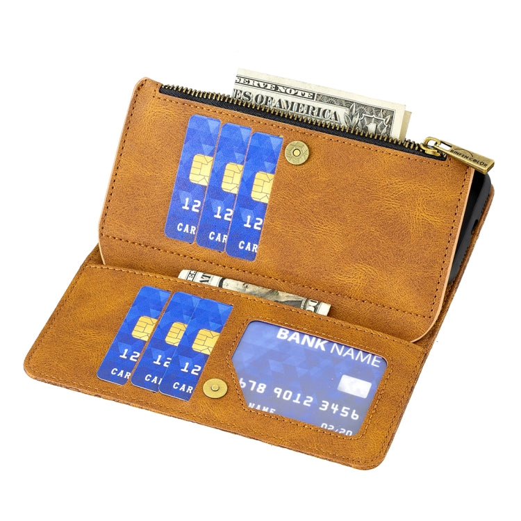 For Xiaomi Redmi 9A Flying Butterfly Embossing Pattern Zipper Horizontal Flip Leather Case with Holder & Card Slots & Wallet(Brown) - Xiaomi Cases by buy2fix | Online Shopping UK | buy2fix