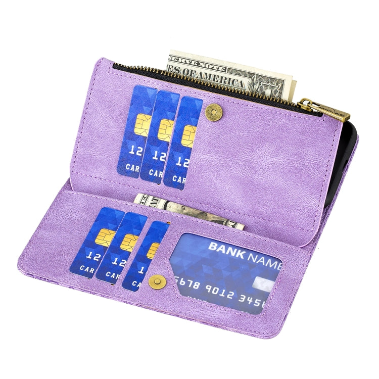 For Xiaomi Redmi 9A Flying Butterfly Embossing Pattern Zipper Horizontal Flip Leather Case with Holder & Card Slots & Wallet(Purple) - Xiaomi Cases by buy2fix | Online Shopping UK | buy2fix