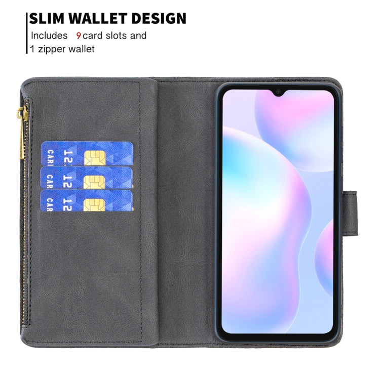 For Xiaomi Redmi 9A Flying Butterfly Embossing Pattern Zipper Horizontal Flip Leather Case with Holder & Card Slots & Wallet(Black) - Xiaomi Cases by buy2fix | Online Shopping UK | buy2fix