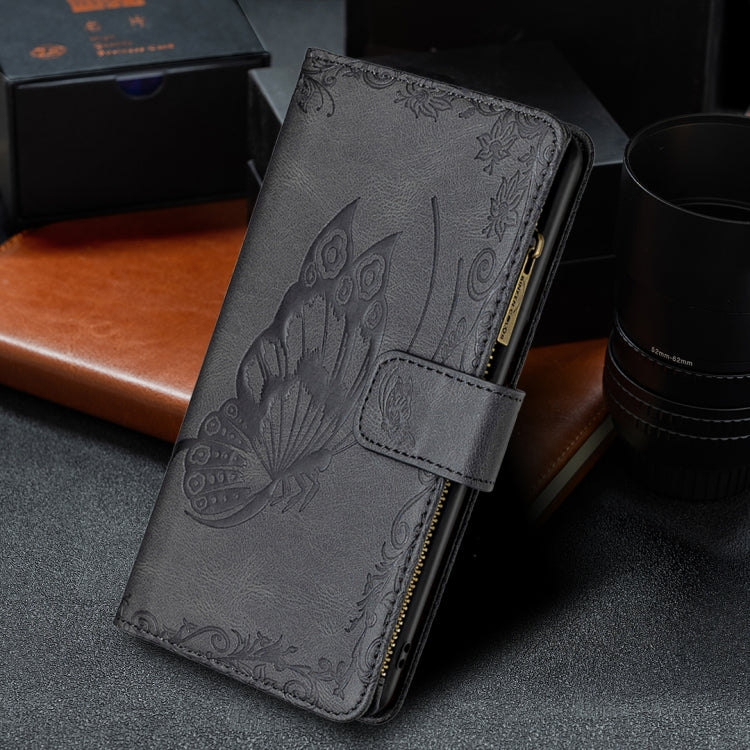 For Xiaomi Redmi 9A Flying Butterfly Embossing Pattern Zipper Horizontal Flip Leather Case with Holder & Card Slots & Wallet(Black) - Xiaomi Cases by buy2fix | Online Shopping UK | buy2fix