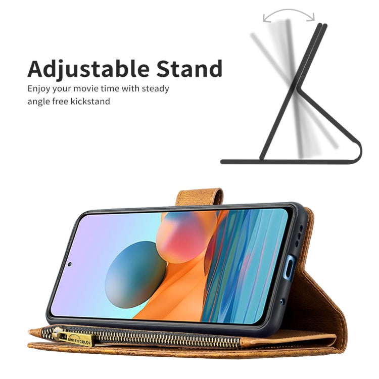 For Xiaomi Redmi Note 10 Pro Flying Butterfly Embossing Pattern Zipper Horizontal Flip Leather Case with Holder & Card Slots & Wallet(Brown) - Xiaomi Cases by buy2fix | Online Shopping UK | buy2fix