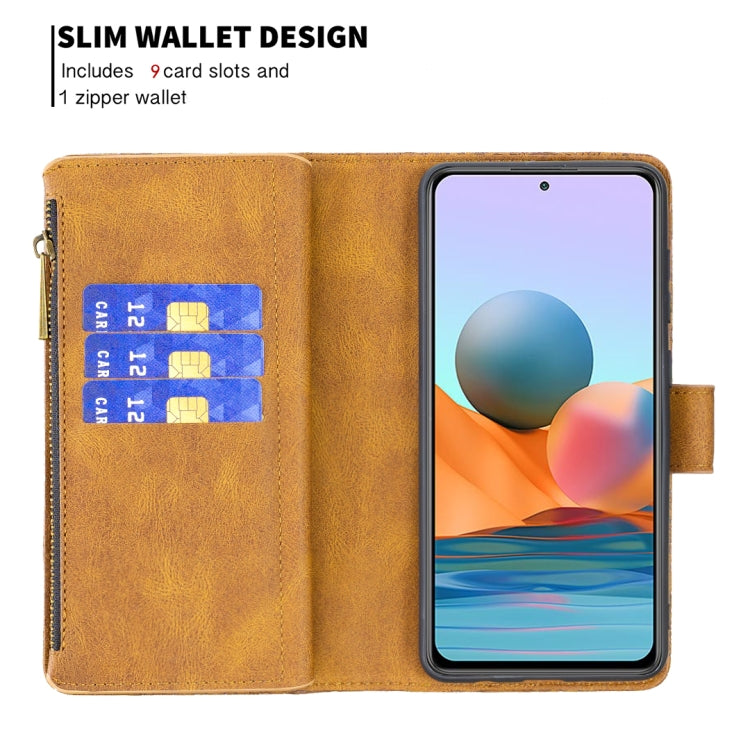 For Xiaomi Redmi Note 10 Pro Flying Butterfly Embossing Pattern Zipper Horizontal Flip Leather Case with Holder & Card Slots & Wallet(Brown) - Xiaomi Cases by buy2fix | Online Shopping UK | buy2fix