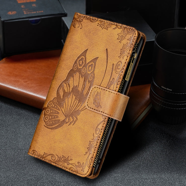For Xiaomi Redmi Note 10 Pro Flying Butterfly Embossing Pattern Zipper Horizontal Flip Leather Case with Holder & Card Slots & Wallet(Brown) - Xiaomi Cases by buy2fix | Online Shopping UK | buy2fix