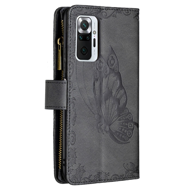 For Xiaomi Redmi Note 10 Pro Flying Butterfly Embossing Pattern Zipper Horizontal Flip Leather Case with Holder & Card Slots & Wallet(Black) - Xiaomi Cases by buy2fix | Online Shopping UK | buy2fix