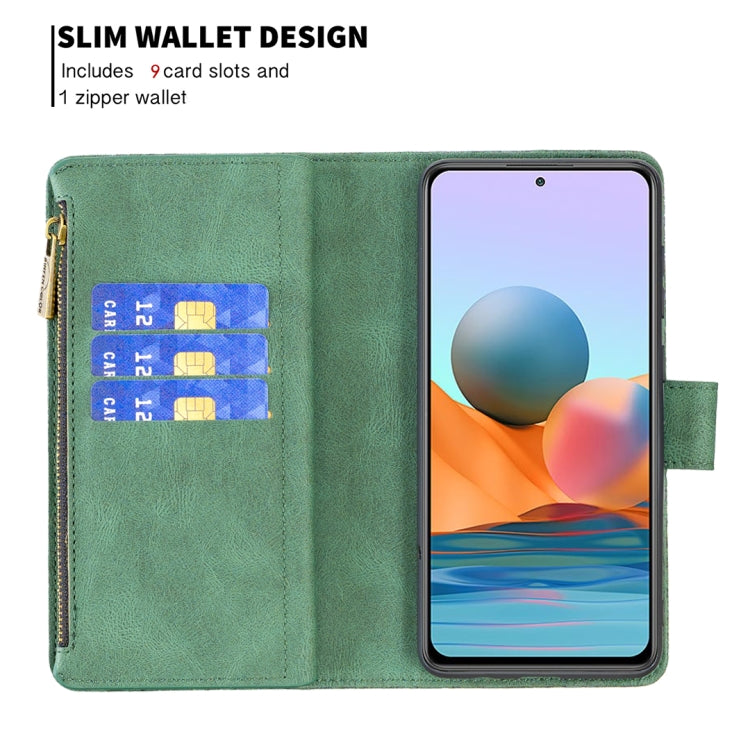 For Xiaomi Redmi Note 10 Pro Flying Butterfly Embossing Pattern Zipper Horizontal Flip Leather Case with Holder & Card Slots & Wallet(Green) - Xiaomi Cases by buy2fix | Online Shopping UK | buy2fix