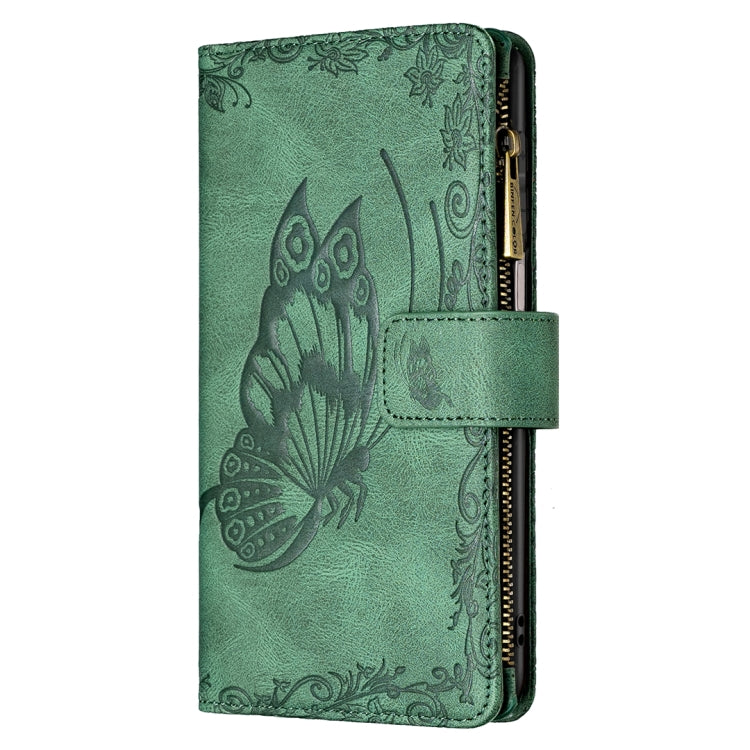 For Xiaomi Redmi Note 9 Pro Max Flying Butterfly Embossing Pattern Zipper Horizontal Flip Leather Case with Holder & Card Slots & Wallet(Green) - Xiaomi Cases by buy2fix | Online Shopping UK | buy2fix