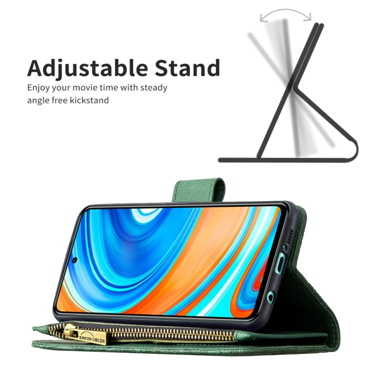 For Xiaomi Redmi Note 9 Pro Max Flying Butterfly Embossing Pattern Zipper Horizontal Flip Leather Case with Holder & Card Slots & Wallet(Green) - Xiaomi Cases by buy2fix | Online Shopping UK | buy2fix