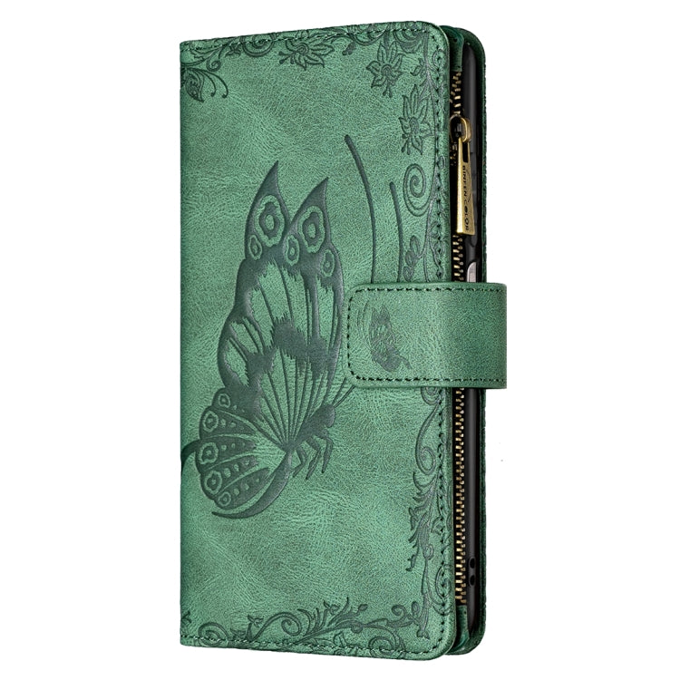 For Xiaomi Redmi Note 10 4G Flying Butterfly Embossing Pattern Zipper Horizontal Flip Leather Case with Holder & Card Slots & Wallet(Green) - Xiaomi Cases by buy2fix | Online Shopping UK | buy2fix
