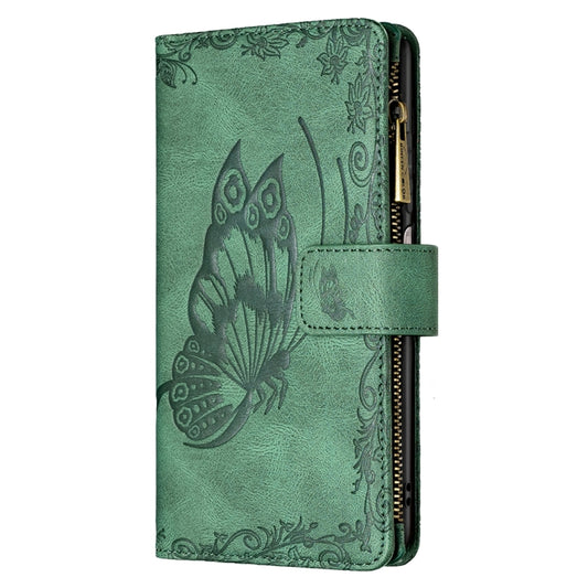 For Xiaomi Mi 10T Lite 5G Flying Butterfly Embossing Pattern Zipper Horizontal Flip Leather Case with Holder & Card Slots & Wallet(Green) by buy2fix
