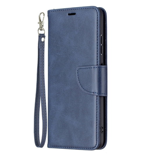 For Samsung Galaxy A22 5G Retro Lambskin Texture Pure Color Horizontal Flip PU Leather Case with Holder & Card Slots & Wallet & Lanyard(Blue) by buy2fix