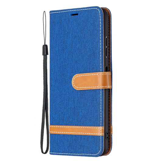 For Samsung Galaxy A22 5G Color Matching Denim Texture Horizontal Flip Leather Case with Holder & Card Slots & Wallet & Lanyard(Royal Blue) by buy2fix